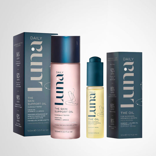 The Treatment Bundle for Stretch Marks + Ingrowns (Skin Support Oil 100ml and The Oil 30ml) banner